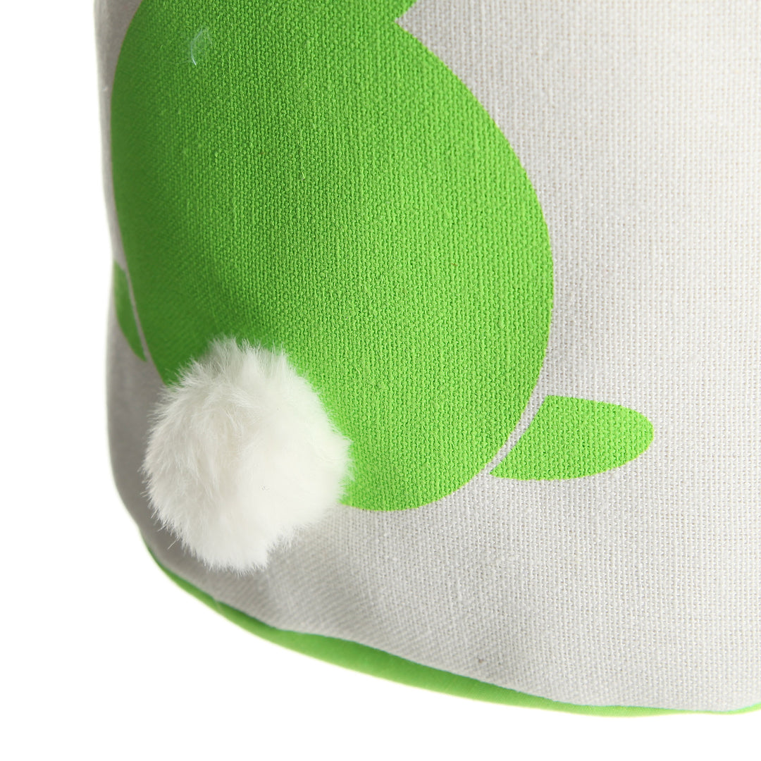 Personalised White Canvas Easter Bucket Bag with Lime Printed Bunny and Fluffy Tail