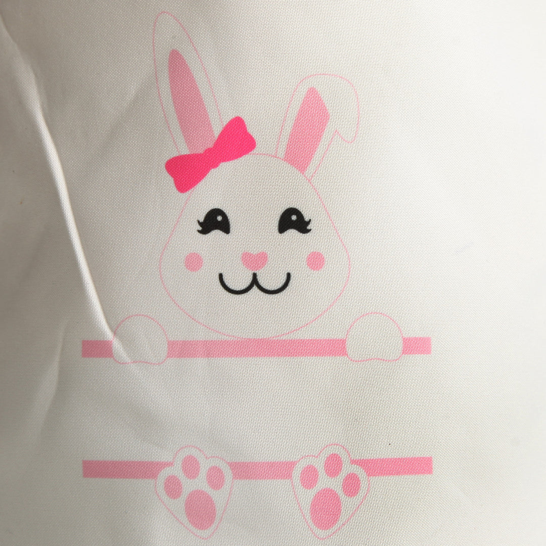Personalised White Canvas Easter Bucket Bag with Pink Bunny