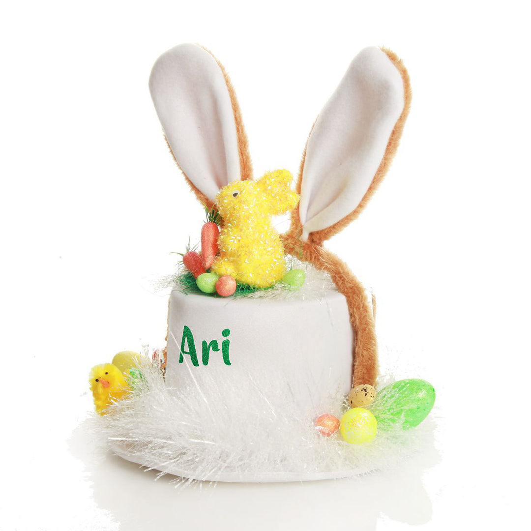 Personalised White Easter Bunny Top Hat