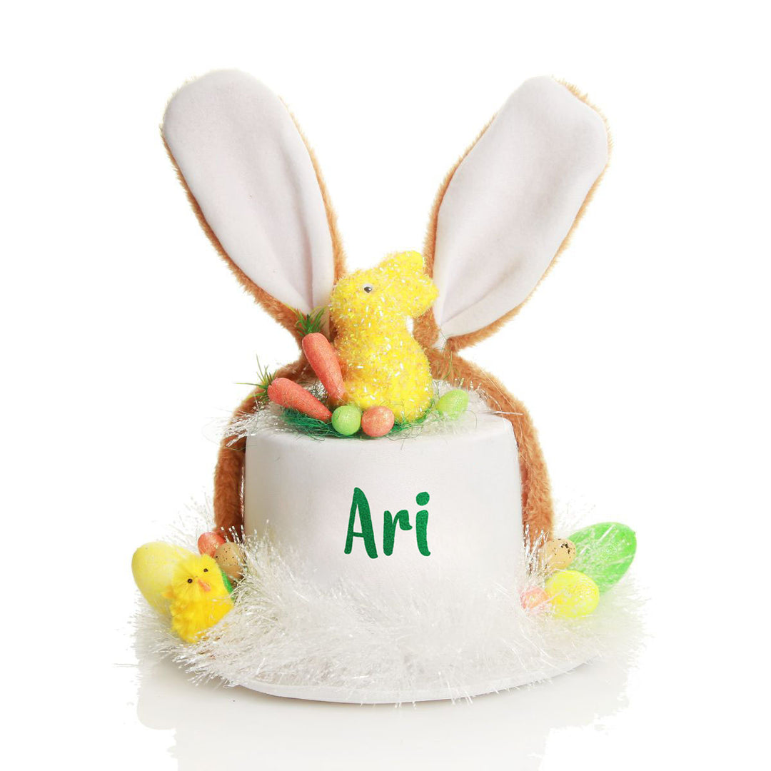 Personalised White Easter Bunny Top Hat