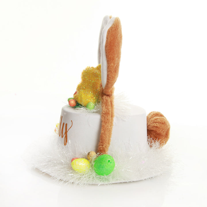Personalised White Easter Bunny Top Hat
