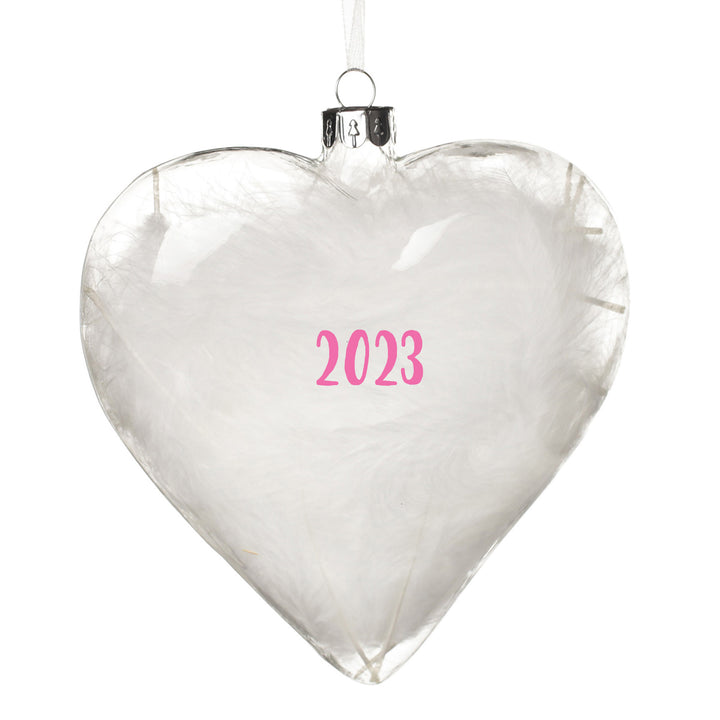 Personalised White Feather Glass Heart