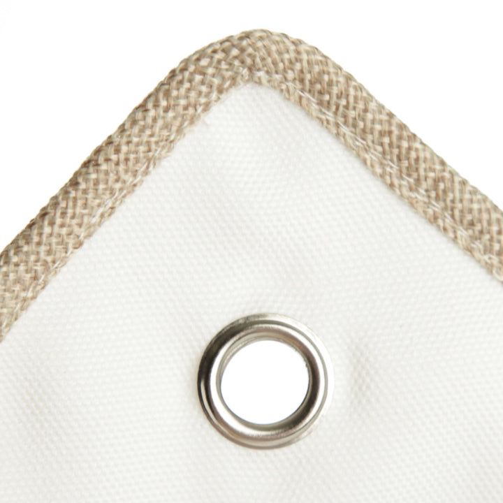 Personalised White Linen Santa Sack Tag with Burlap Piping - details