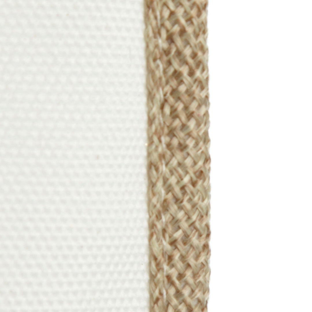 Personalised White Linen Santa Sack Tag with Burlap Piping - Detail