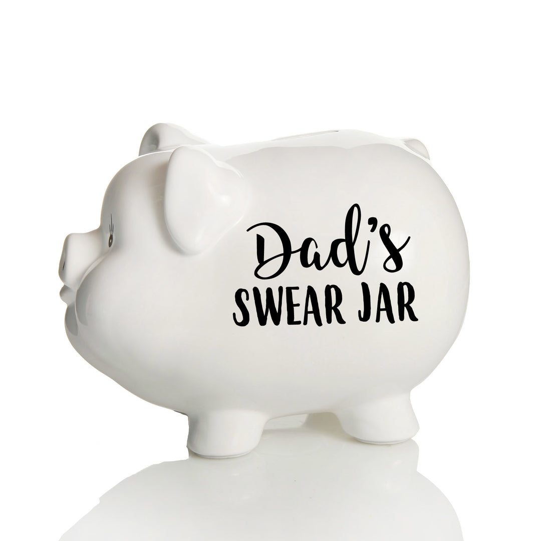 Personalised White Piggy Bank - Style 1 in Black