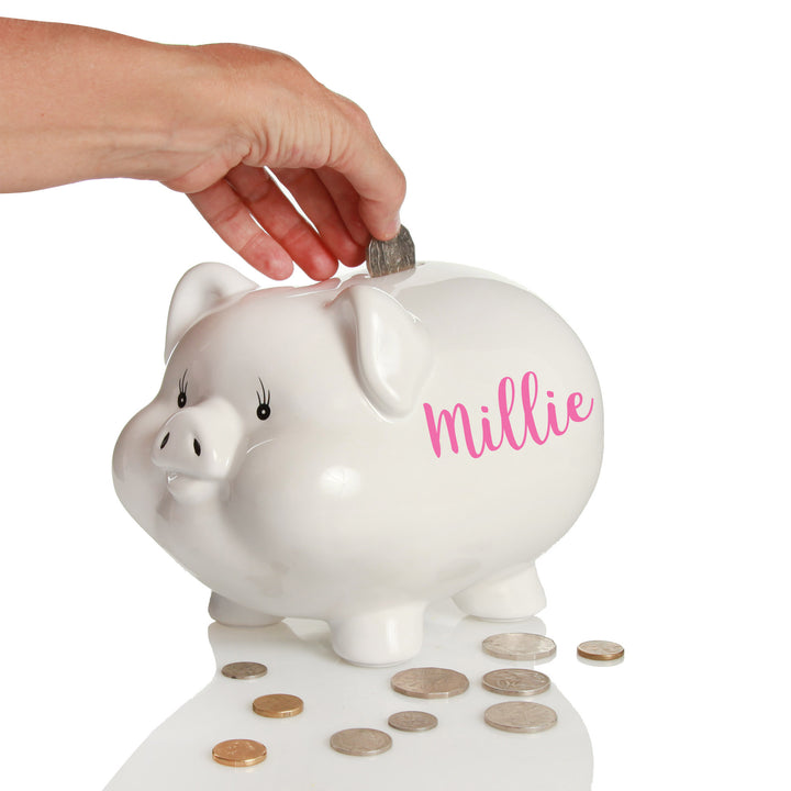 Personalised White Piggy Bank
