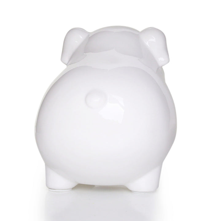 Personalised White Sitting Piggy Bank