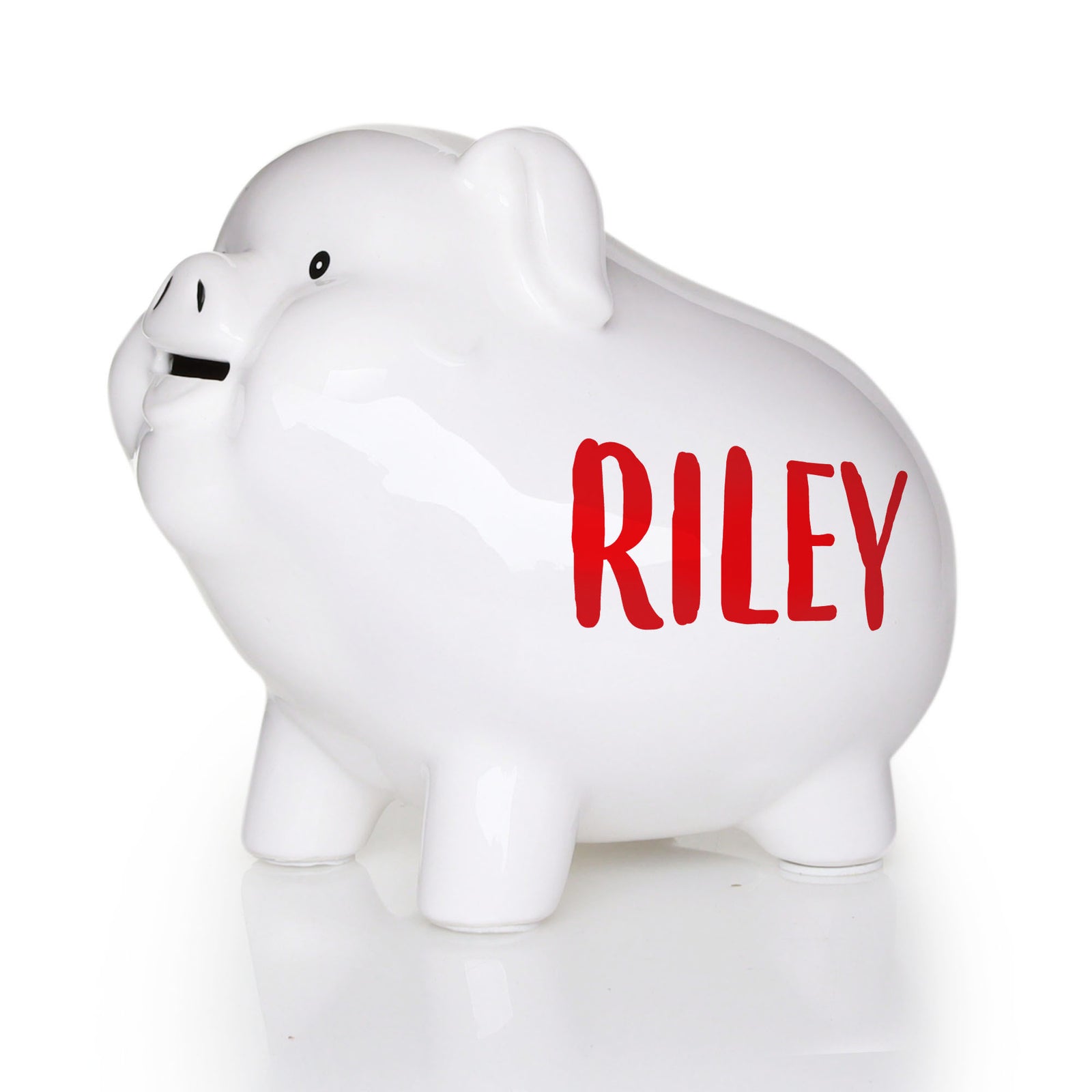 Personalised White Sitting Piggy Bank