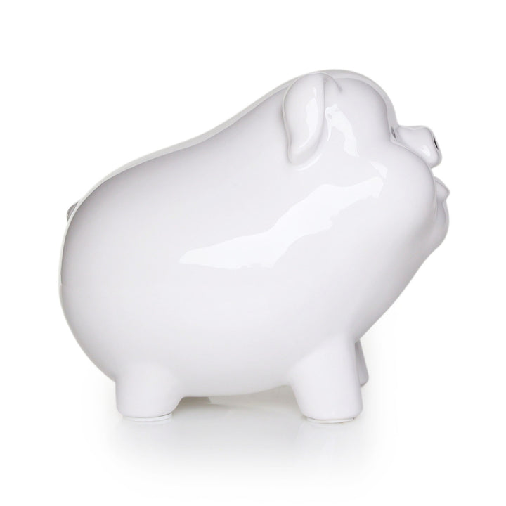 Personalised White Sitting Piggy Bank