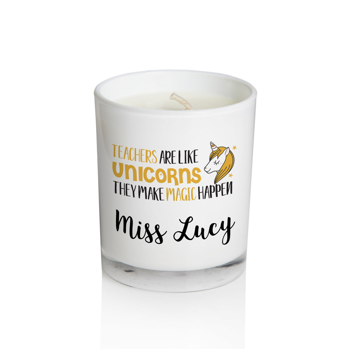 Personalised White Soy Candle - Teachers are Like Unicorns
