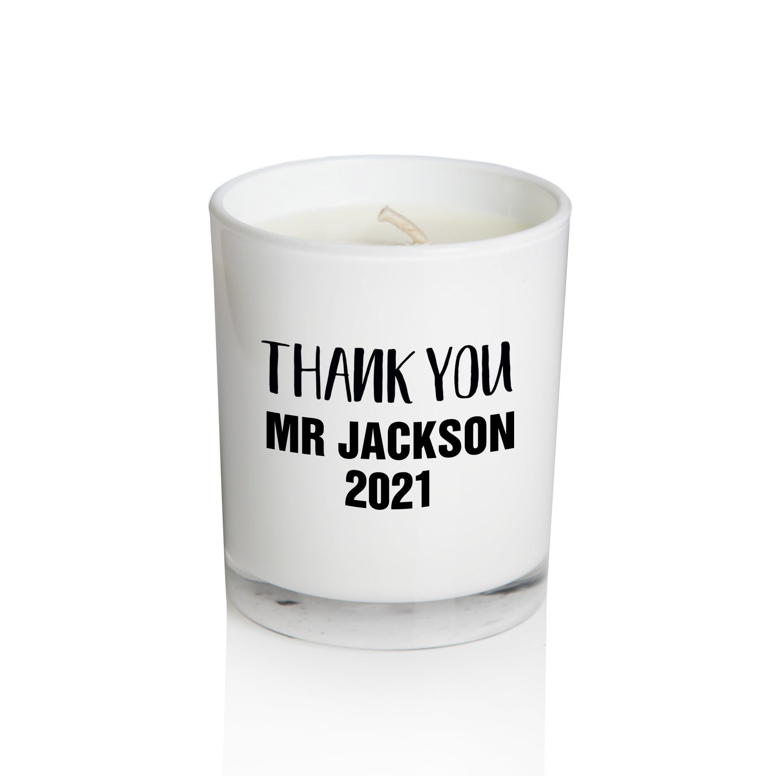 Personalised White Soy Candle - Thank You