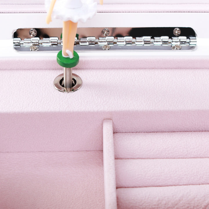 Personalised White Timber Ballerina Jewellery Music Box with Draw