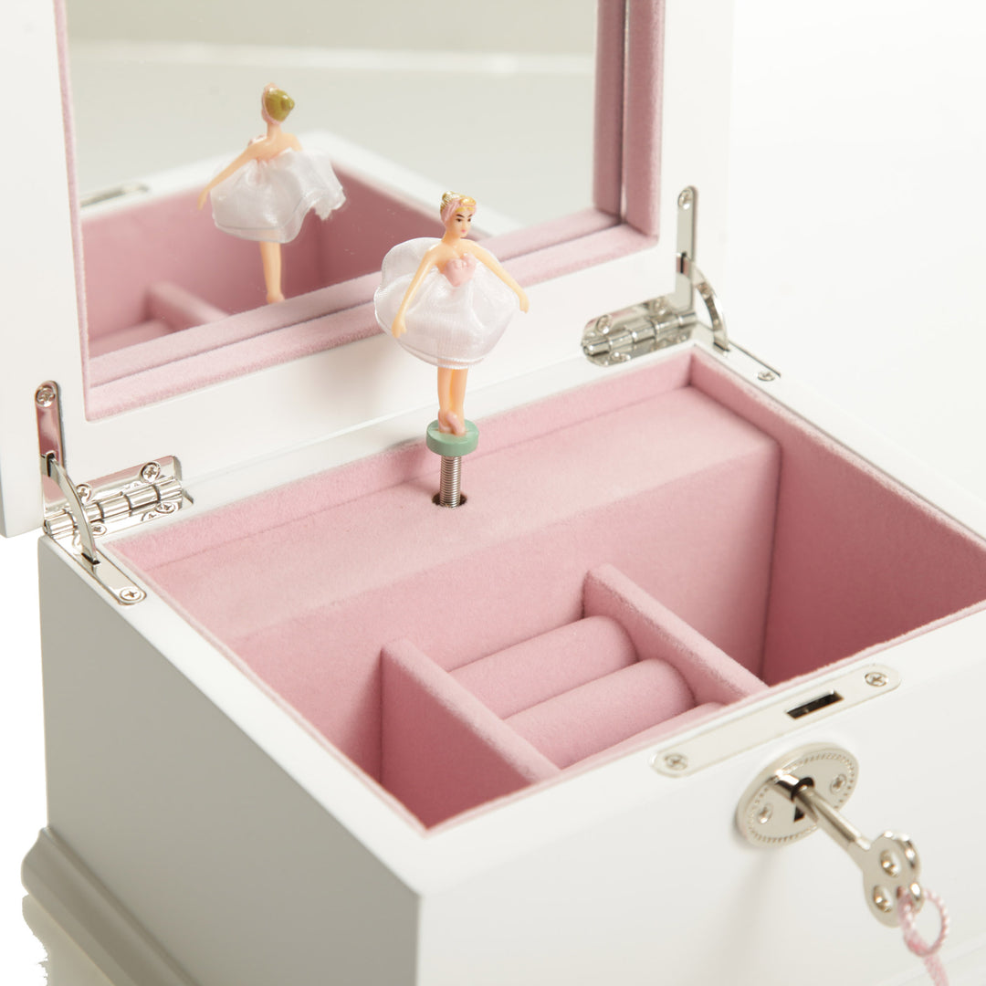 Personalised White Timber Ballerina Jewellery Music Box 