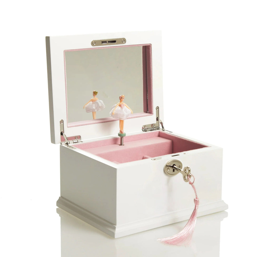 Personalised White Timber Ballerina Jewellery Music Box