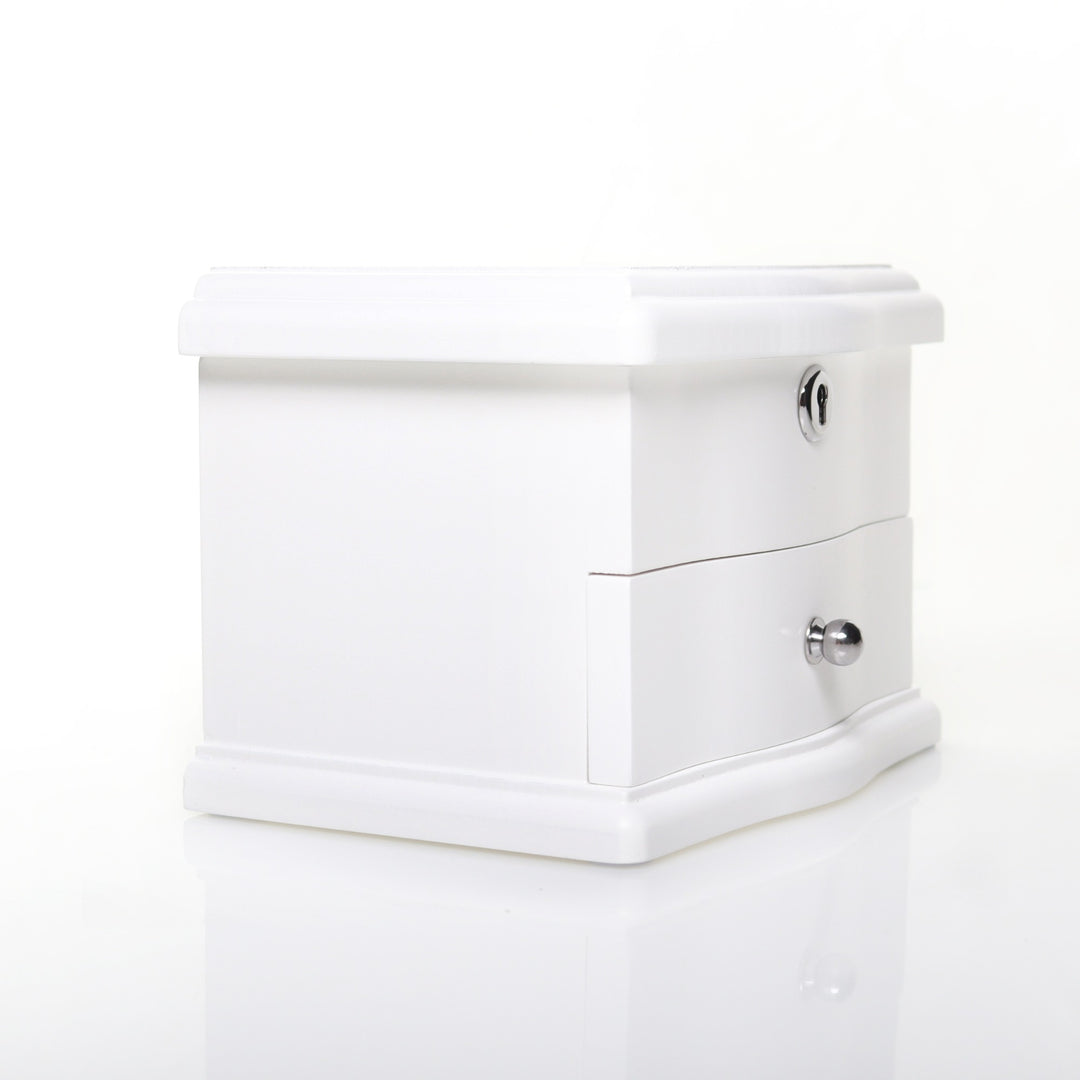 Personalised White Timber Ballerina Jewellery Music Box with Draw