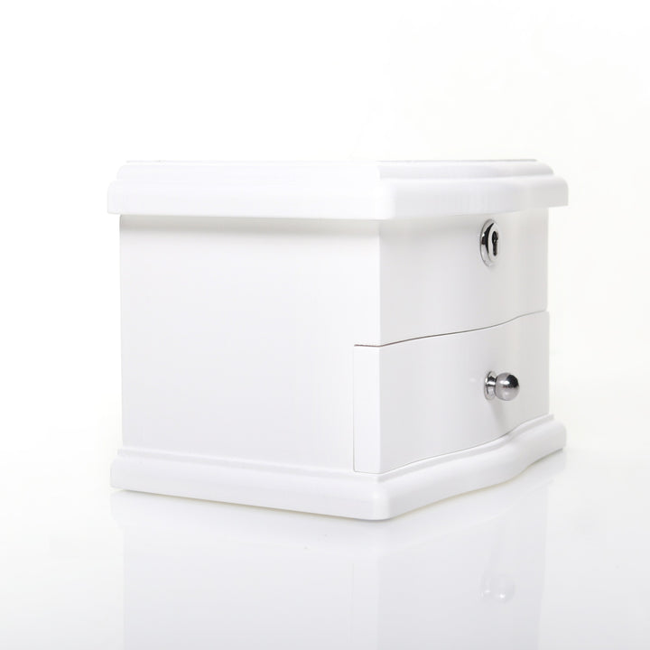 Personalised White Timber Ballerina Jewellery Music Box with Draw