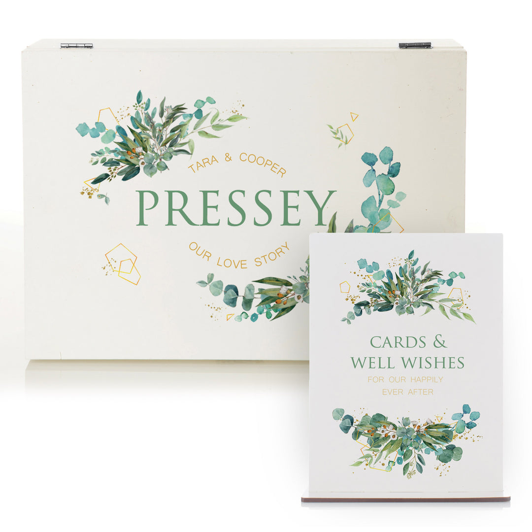 Personalised Native Florals Wedding Wishing Well Printed Keepsake Box