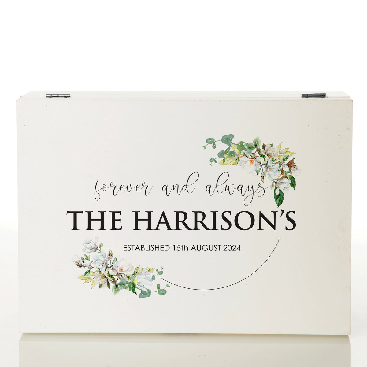 Personalised Magnolia Wedding Wishing Well Printed Keepsake Box