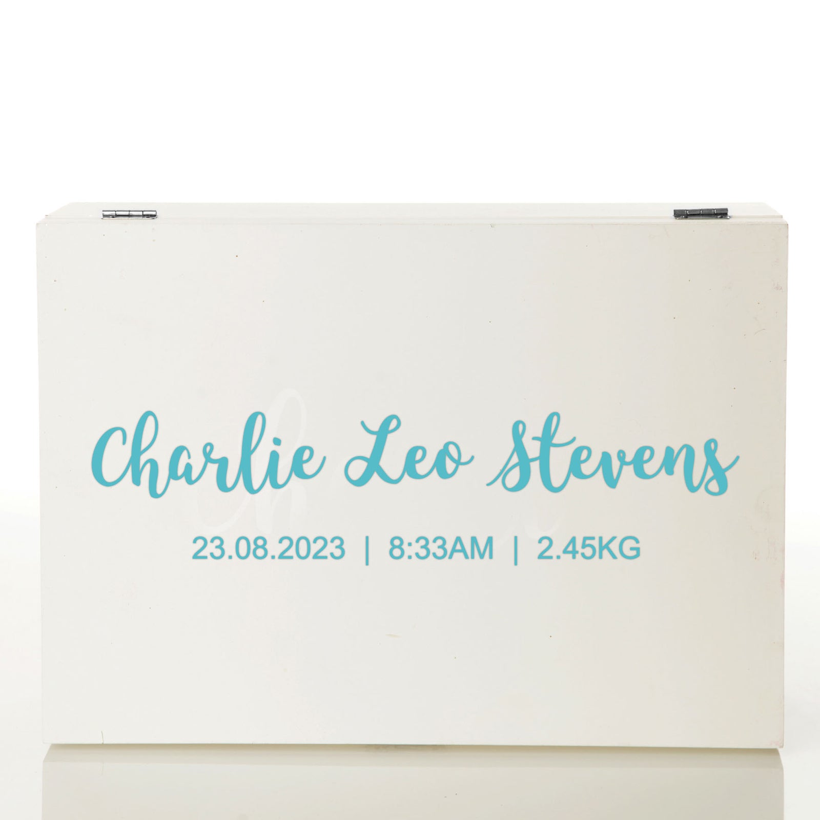 Personalised Newborn White Wood Keepsake Box