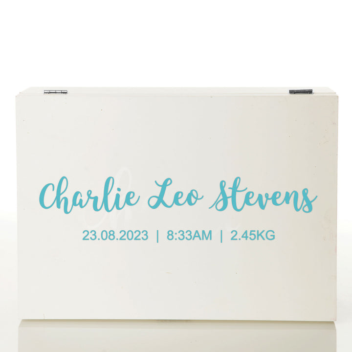 Personalised Newborn White Wood Keepsake Box
