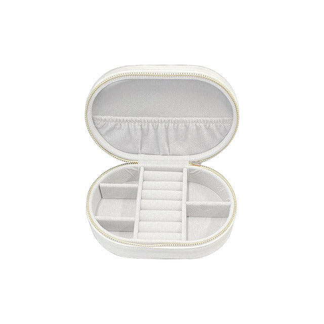 Personalised White Velveteen Deluxe Jewellery Travel Case