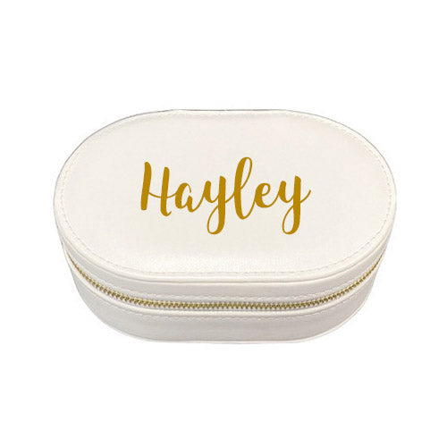 Personalised White Velveteen Deluxe Jewellery Travel Case