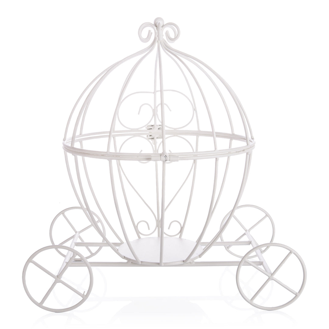 Magical White Metal Decorative Carriage - 35cm(H)