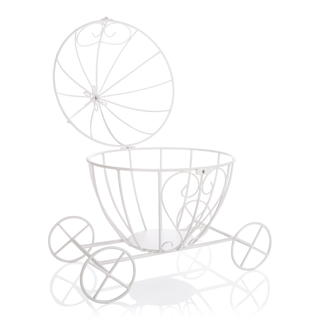 Magical White Metal Decorative Carriage - 35cm(H)