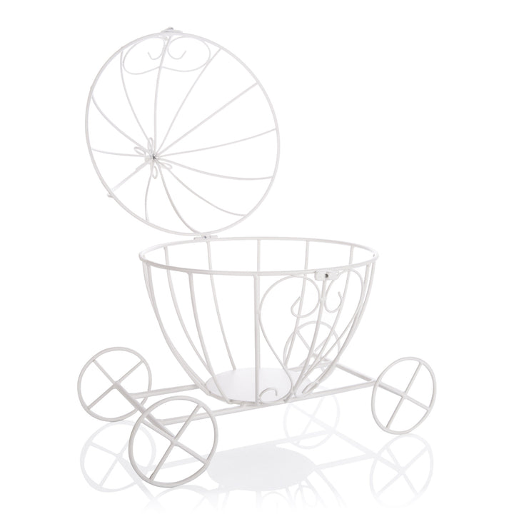 Magical White Metal Decorative Carriage - 35cm(H)