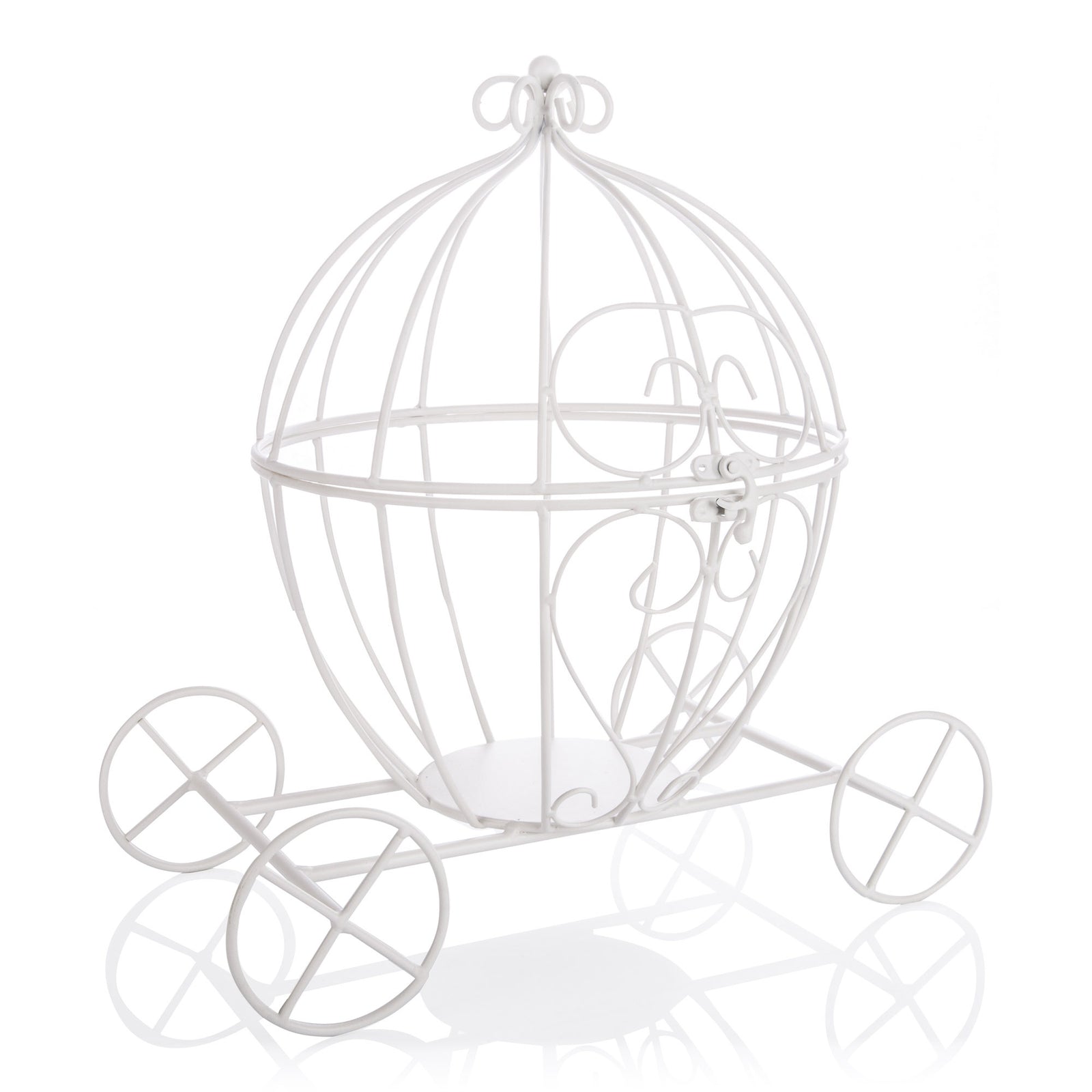 Magical White Metal Decorative Carriage - 35cm(H)