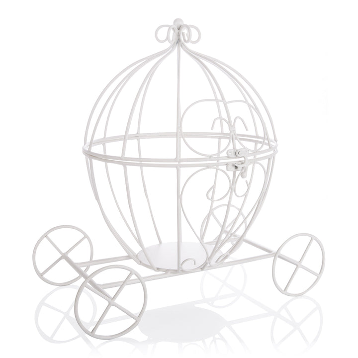 Magical White Metal Decorative Carriage - 35cm(H)