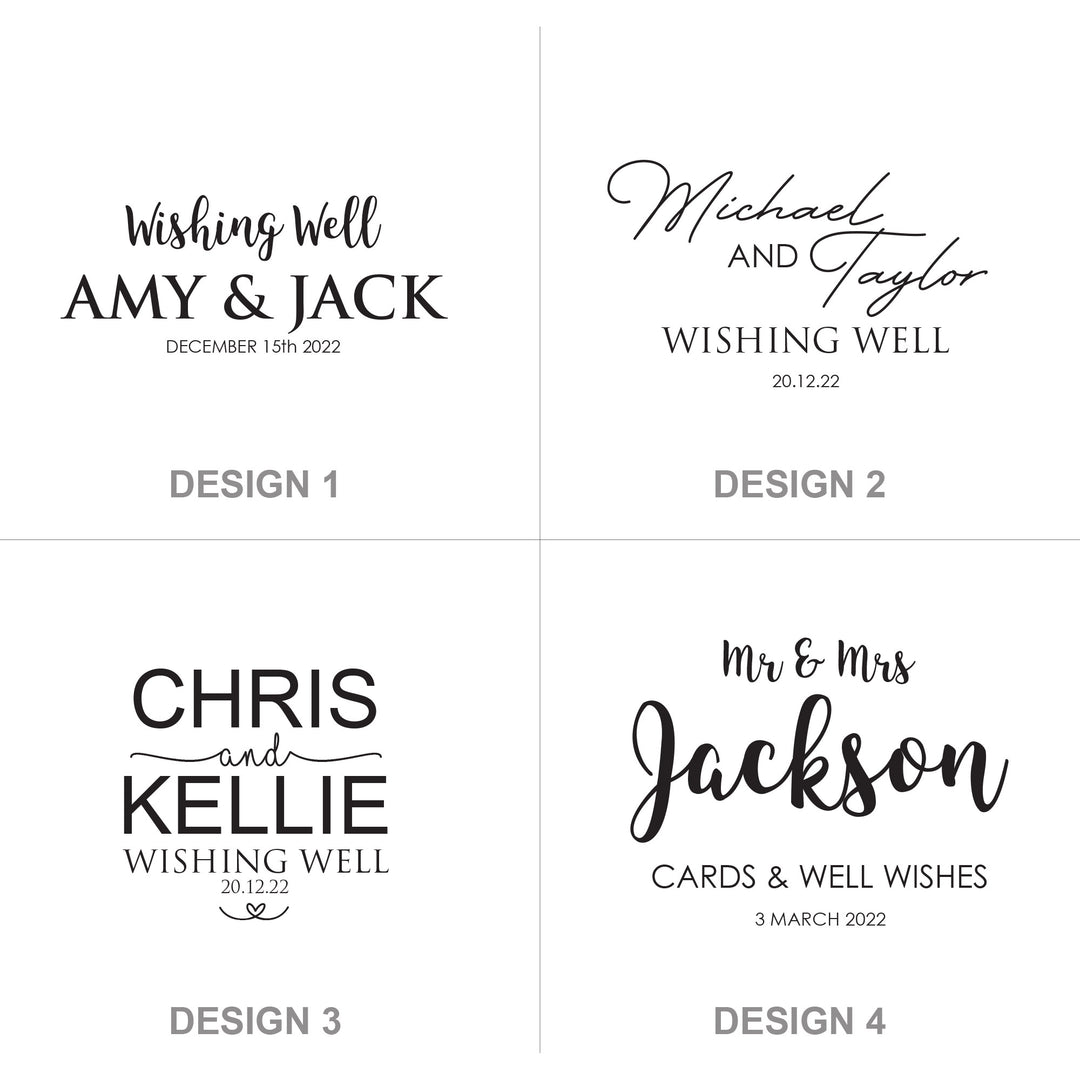 Personalised Wedding Wishing Well Box - Text Designs