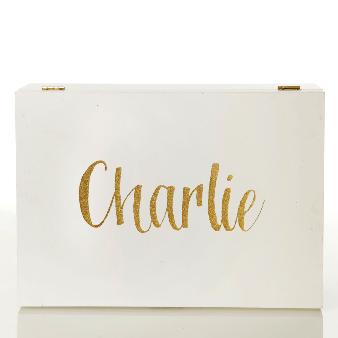 Personalised White Wood Keepsake Box Detail