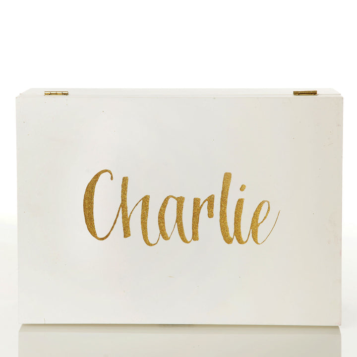 Personalised White Wood Keepsake Box Detail