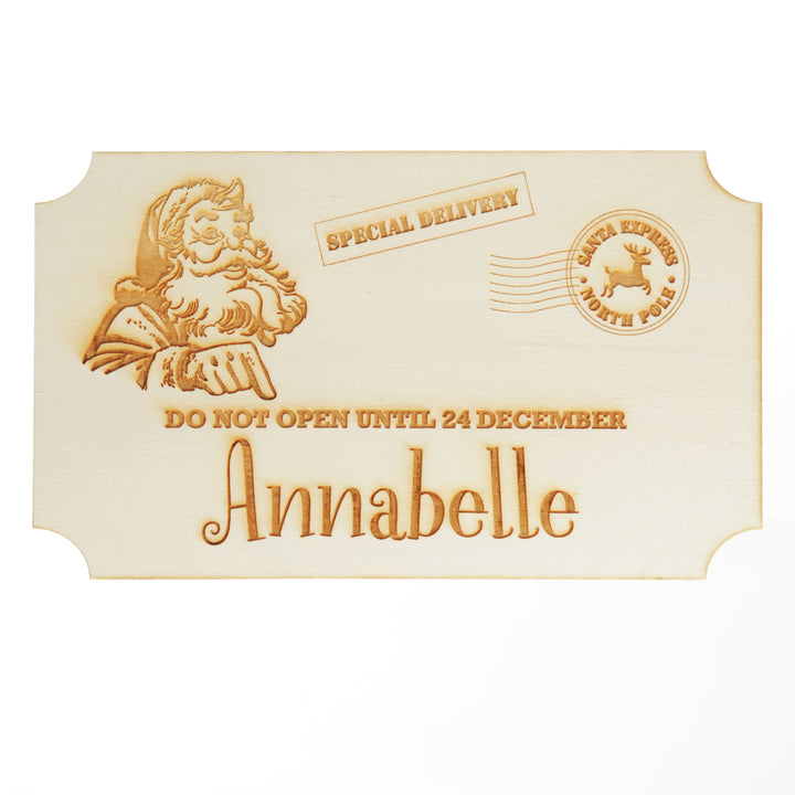 Personalised Wooden Christmas Eve Box with Express Delivery Plaque