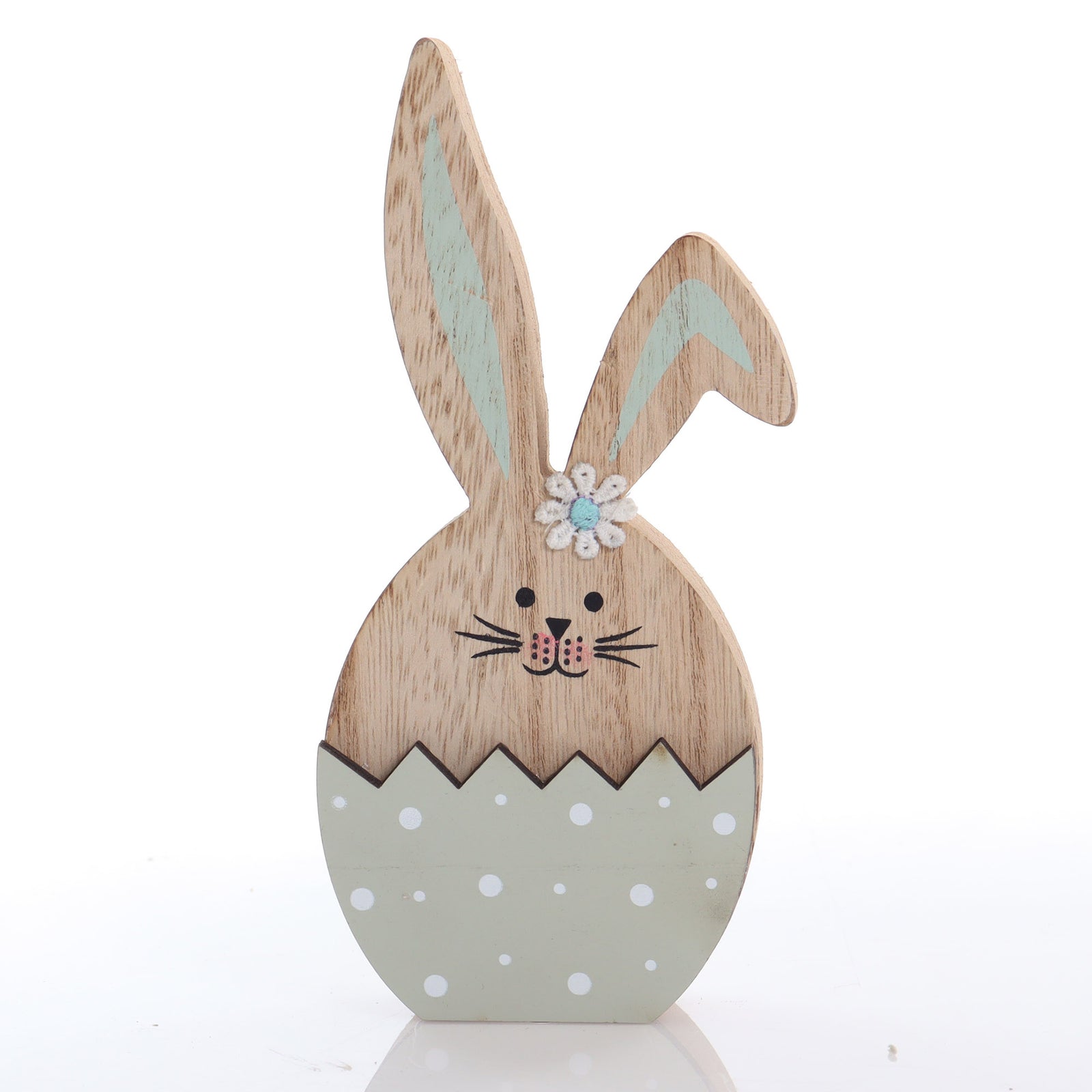Personalised Wooden Easter Bunny in Egg Ornament - Mint