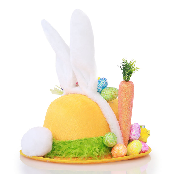 Handmade Yellow and Polka Dot Easter Hat with White Ears