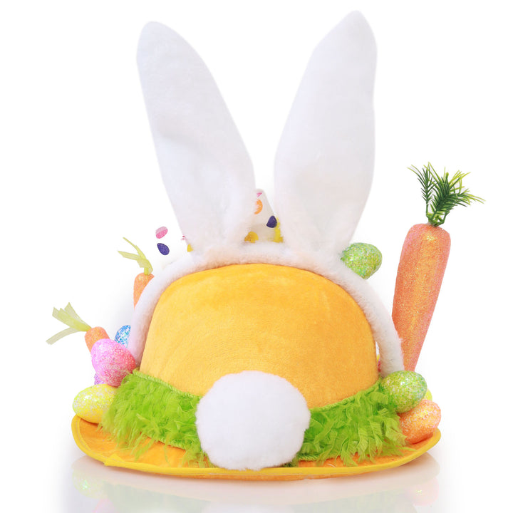 Handmade Yellow and Polka Dot Easter Hat with White Ears