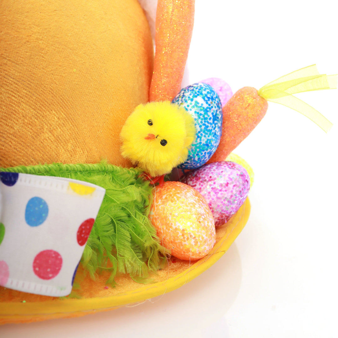 Handmade Yellow and Polka Dot Easter Hat with White Ears