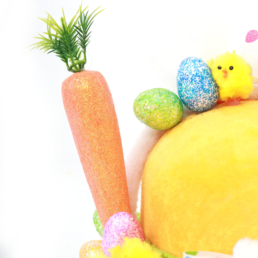 Handmade Yellow and Polka Dot Easter Hat with White Ears