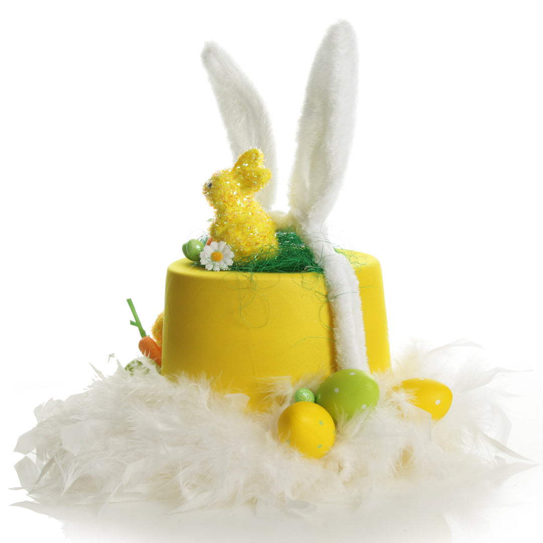 Personalised Yellow Easter Bunny Top Hat with Fluffy Ears