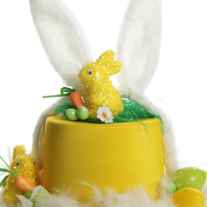Personalised Yellow Easter Bunny Top Hat with Fluffy Ears