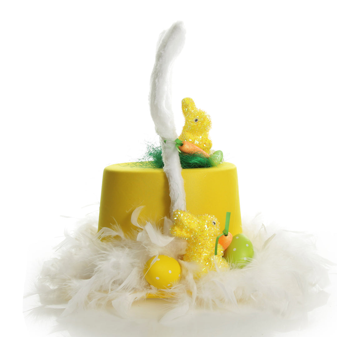 Personalised Yellow Easter Bunny Top Hat with Fluffy Ears