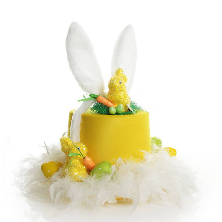 Personalised Yellow Easter Bunny Top Hat with Fluffy Ears
