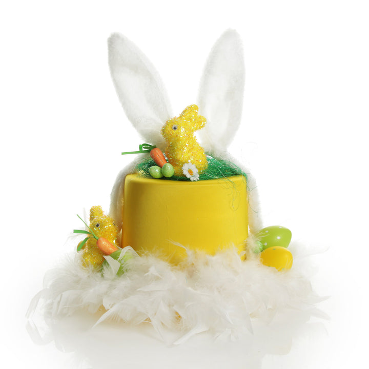 Personalised Yellow Easter Bunny Top Hat with Fluffy Ears