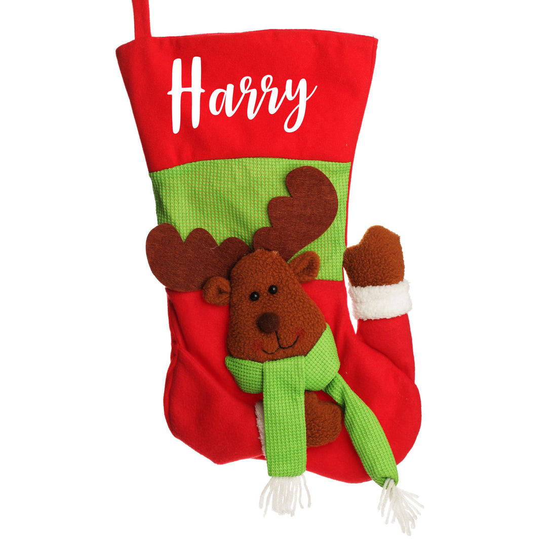 Personalised 3D Reindeer Christmas Stocking