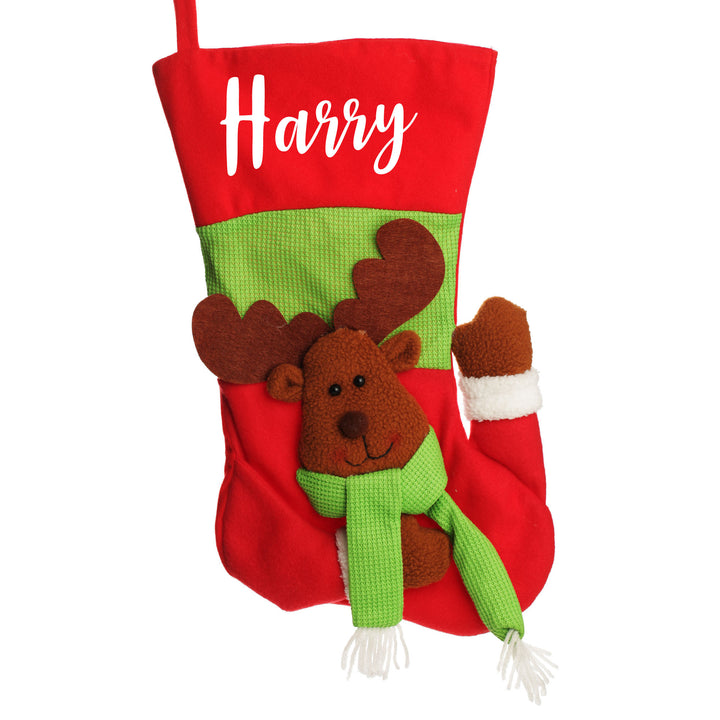 Personalised 3D Reindeer Christmas Stocking