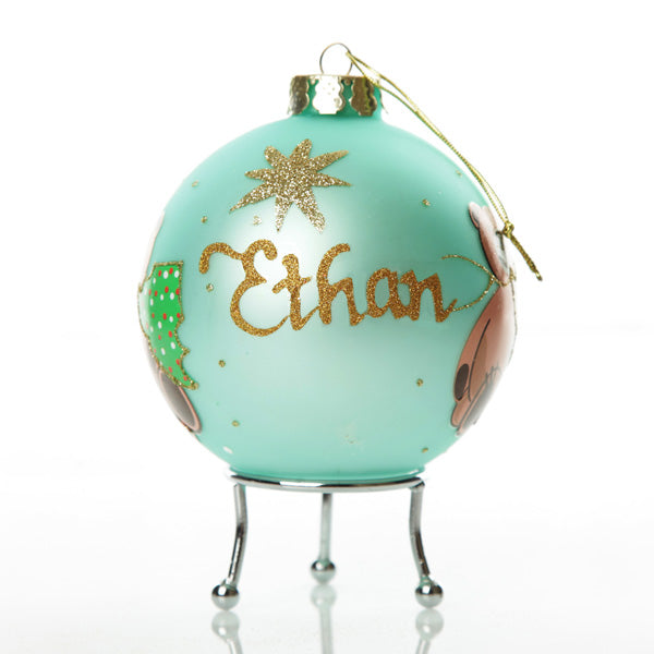 Personalised Bear with Christmas Tree Bauble