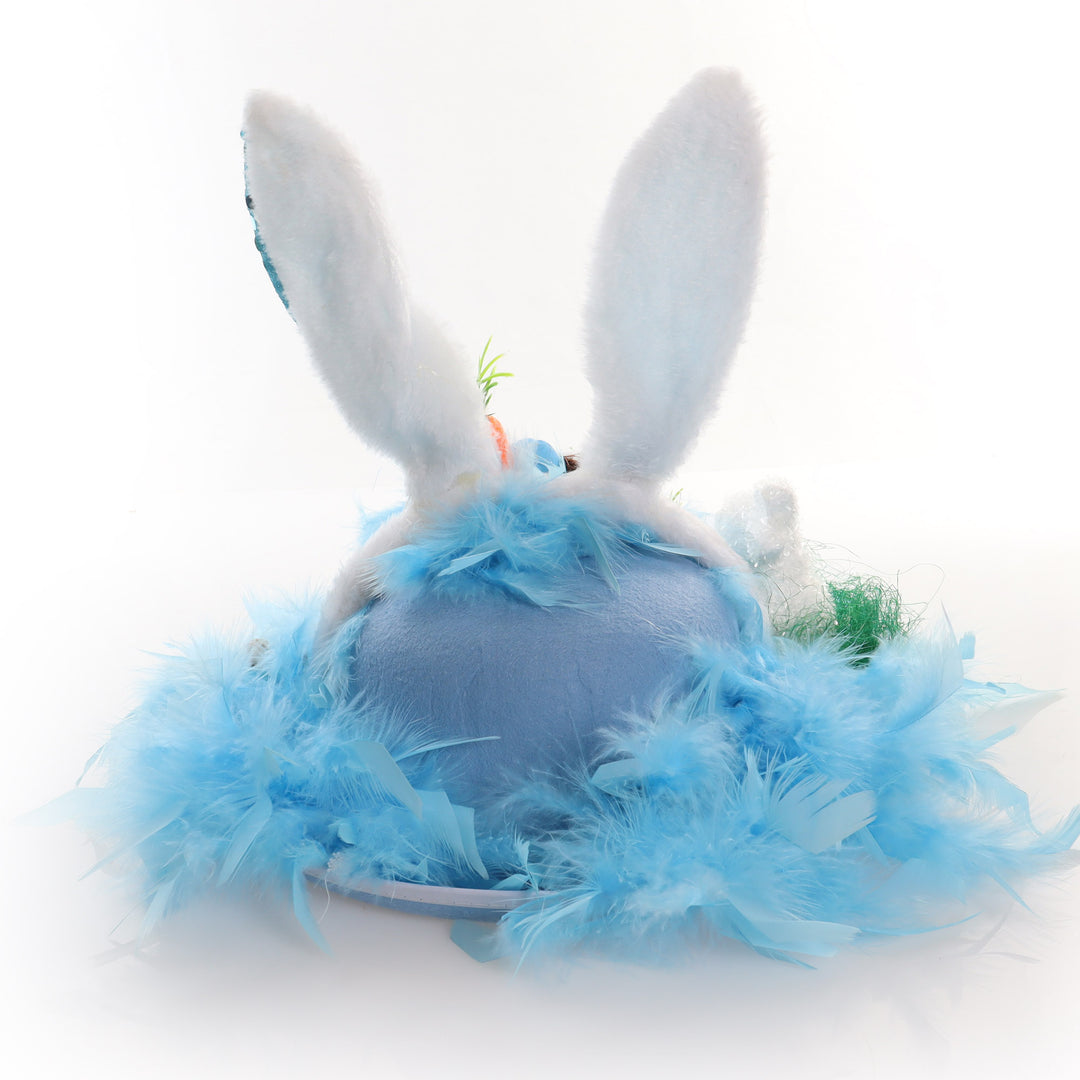 Personalised Blue Feather and Bunny Easter Hat