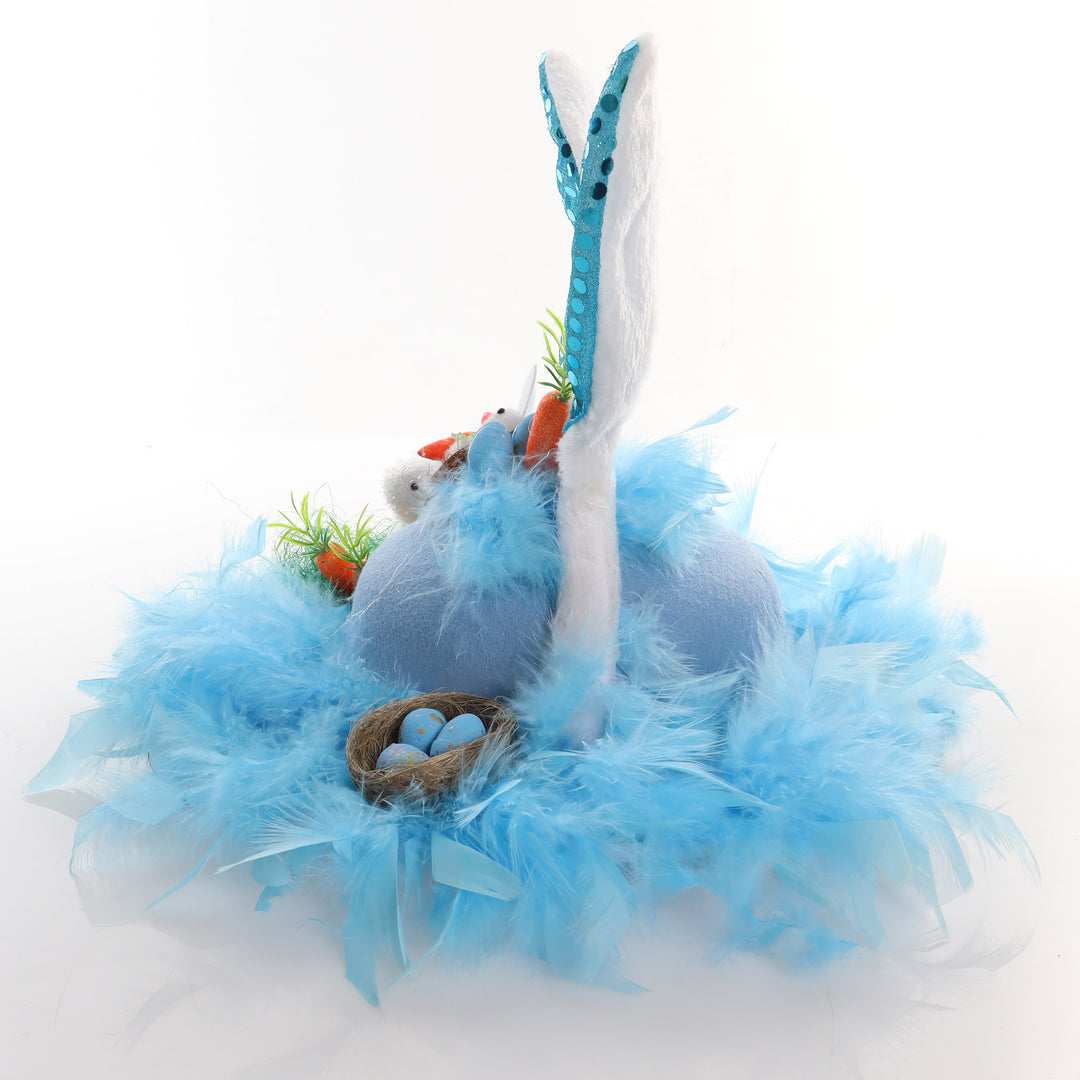 Personalised Blue Feather and Bunny Easter Hat